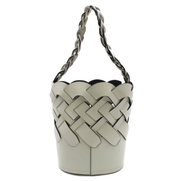 Prada All Leather Bucket Woven Braided Shoulder Tote with Pouch COA - Picture 3 of 13